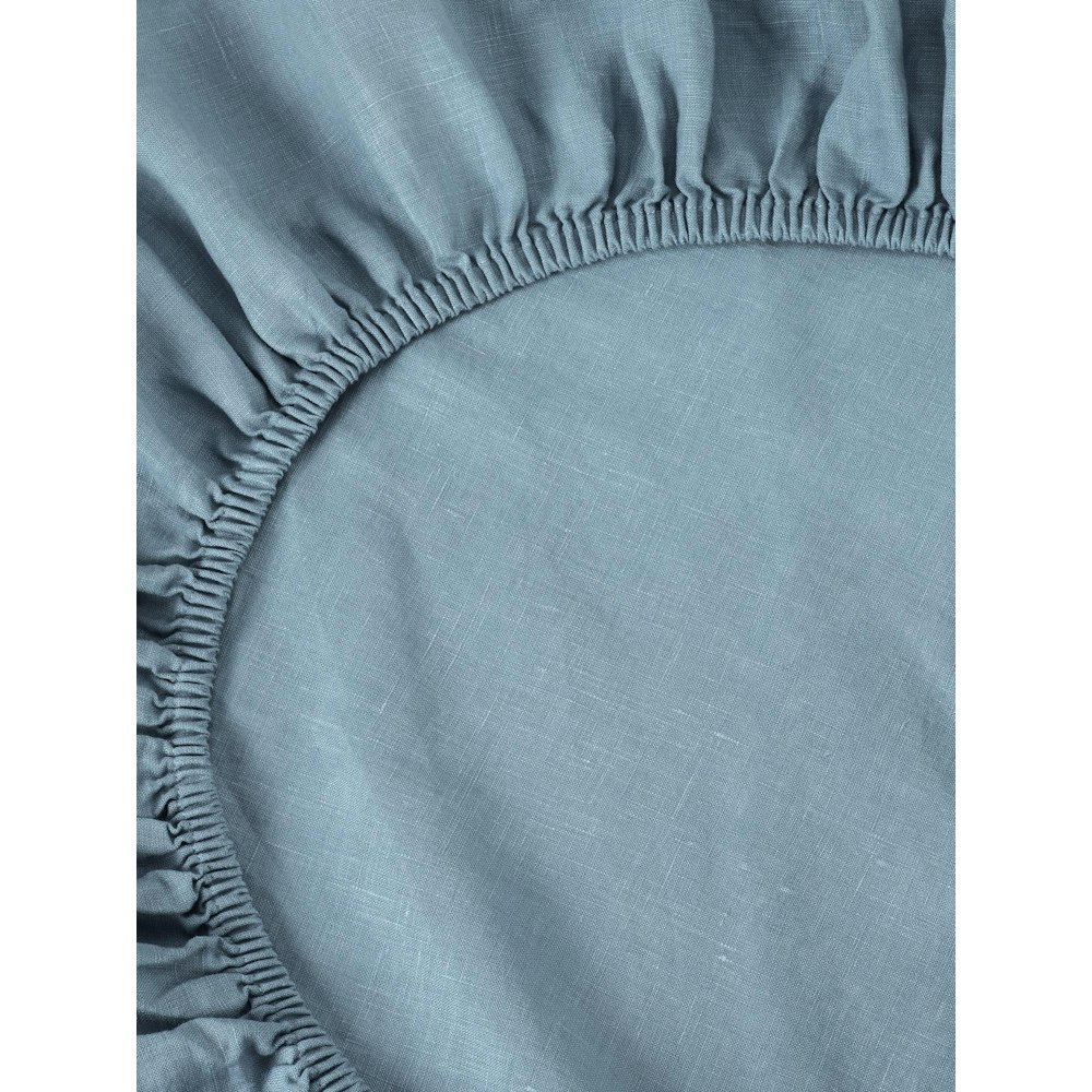 Piglet in Bed Dusk Blue 100% Linen Fitted Sheet
