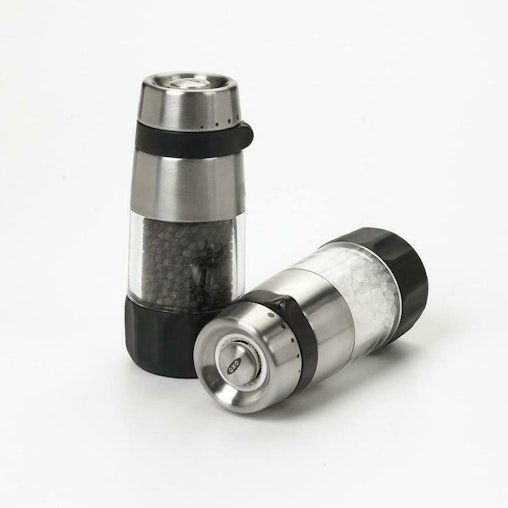 Oxo Good Grips Accent Mess-Free Stainless Steel Salt & Pepper Grinder 2Pc Oxo Good Grips Accent Mess-Free Stainless Steel Salt & Pepper Grinder 2Pc