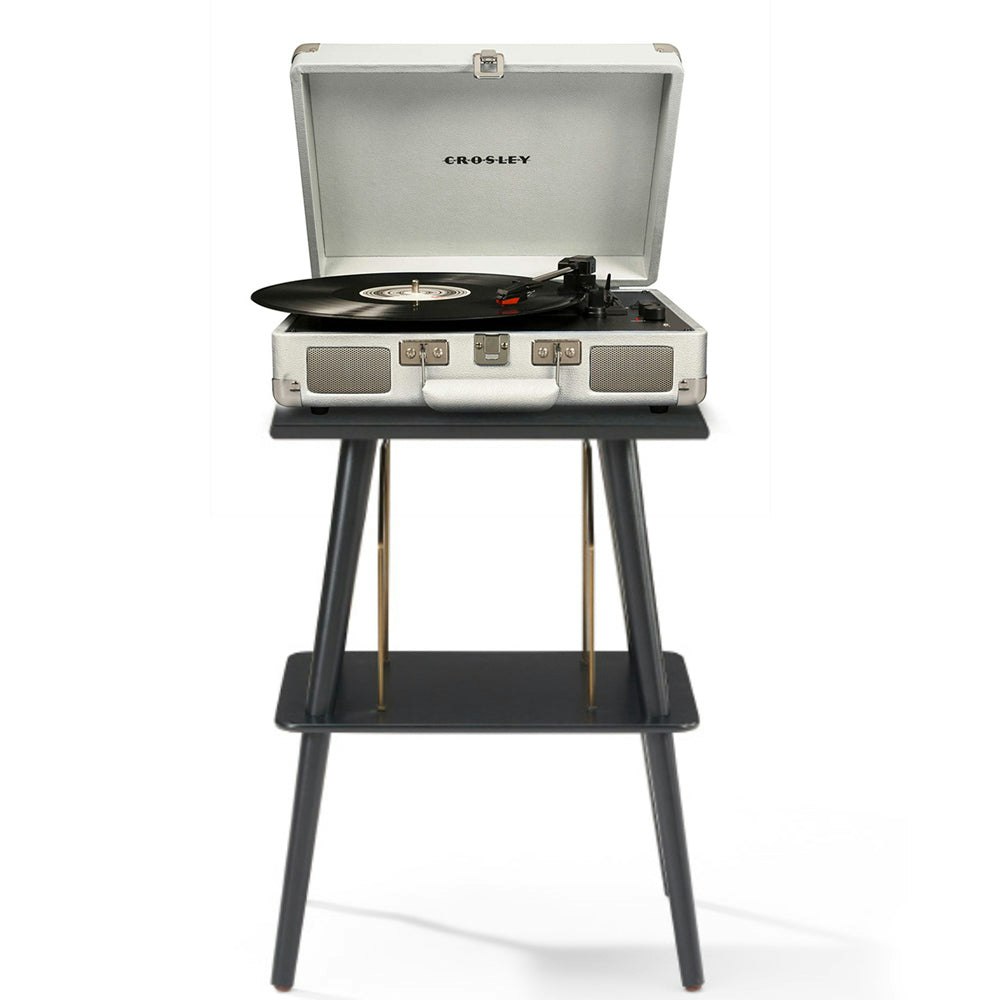 Crosley Cruiser Bluetooth Portable Turntable + Entertainment Stand Bundle - White Sands