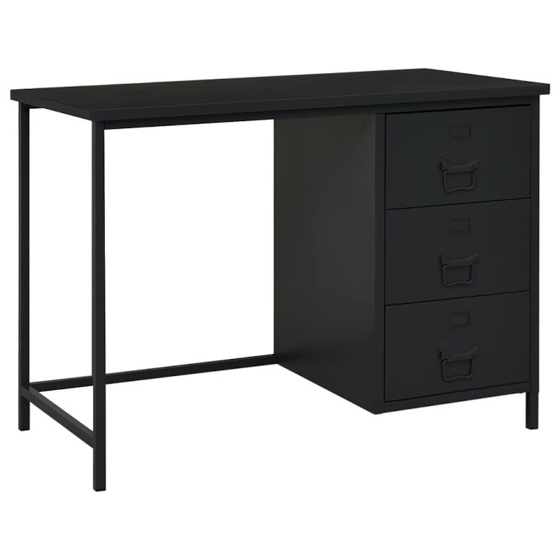 NNEVL Industrial Desk with Drawers Black 105x52x75 cm Steel image number null