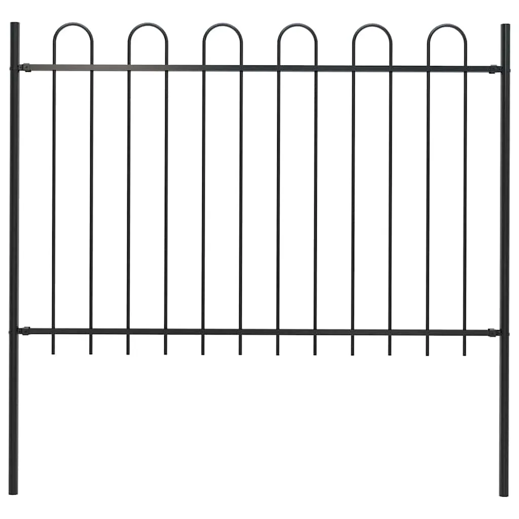 Garden Fence with Hoop Top Steel 181x120 cm Black 144931 Garden Fence with Hoop Top Steel 181x120 cm Black 144931