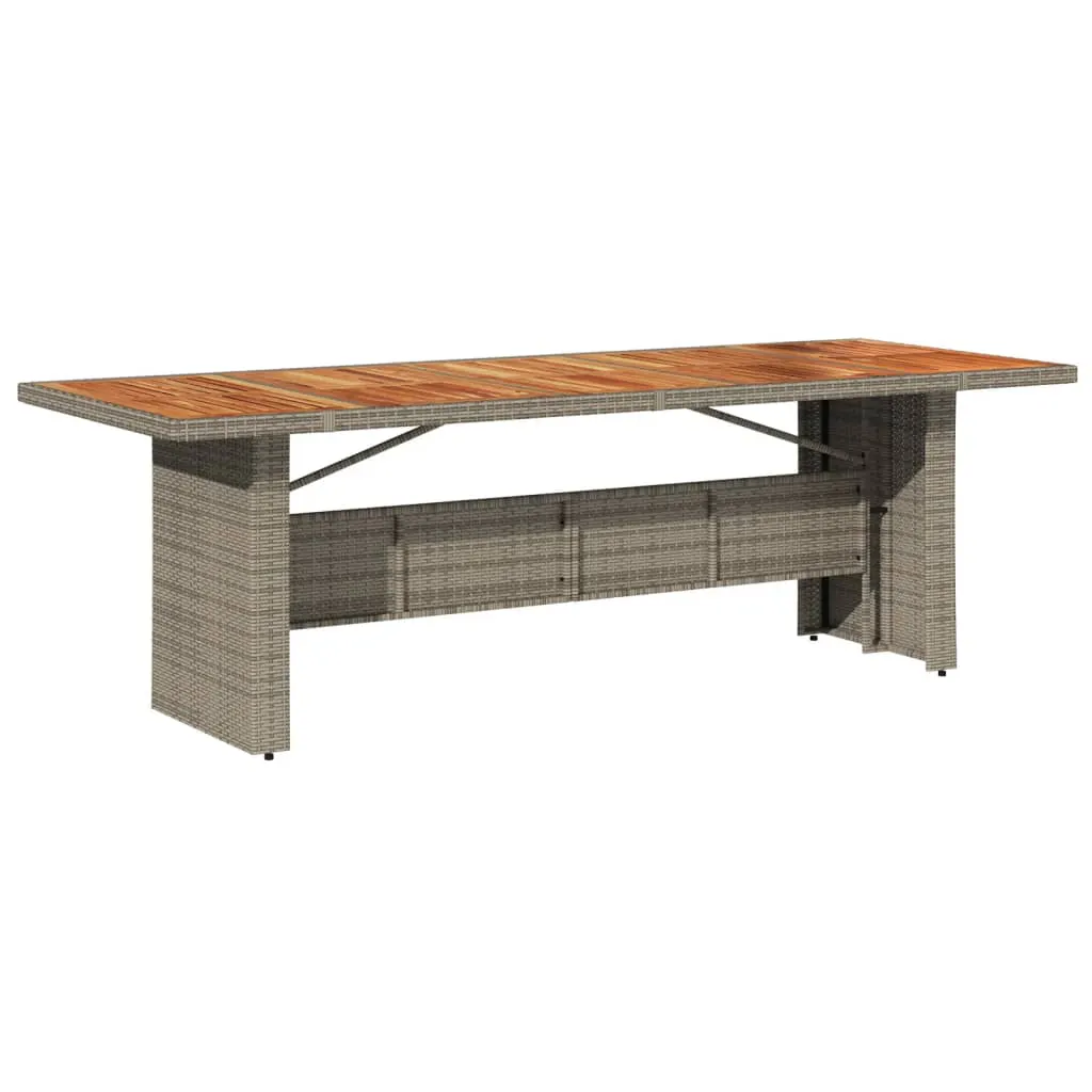 Garden Table with Acacia Wood Top Grey 240x90x75 cm Poly Rattan 365596 Garden Table with Acacia Wood Top Grey 240x90x75 cm Poly Rattan 365596