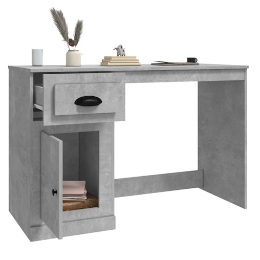 NNEVL Desk with Drawer Concrete Grey 115x50x75 cm Engineered Wood NNEVL Desk with Drawer Concrete Grey 115x50x75 cm Engineered Wood