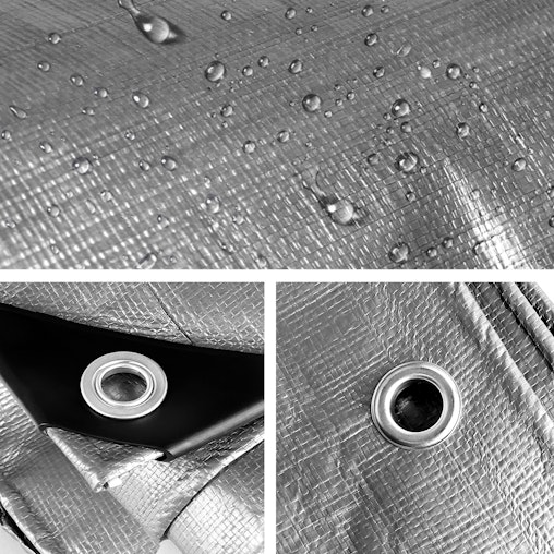 Instahut 6x9m Tarp Camping Tarps Poly Tarpaulin Heavy Duty Cover 180gsm Silver Instahut 6x9m Tarp Camping Tarps Poly Tarpaulin Heavy Duty Cover 180gsm Silver