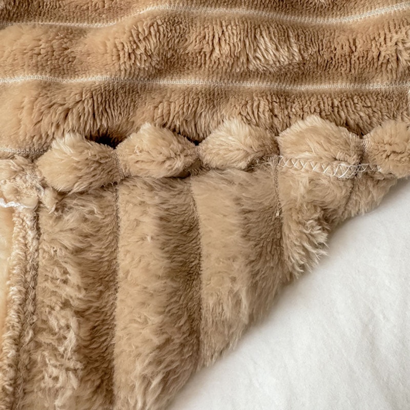 SOGA 2x 200x230cm Warm & Cozy Flannel Polyester Throw Blanket Light Brown image number null