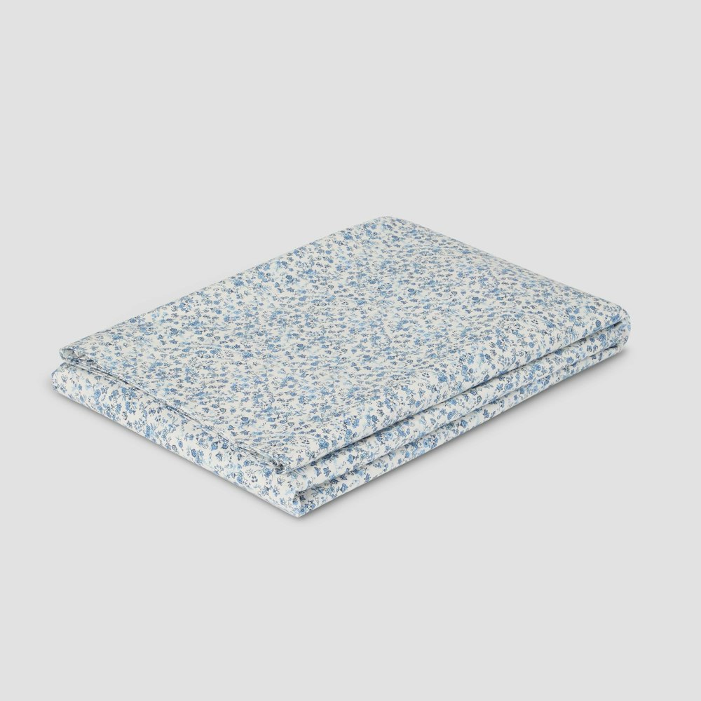 Piglet in Bed Blue Mini Meadow Cotton Flat Sheet