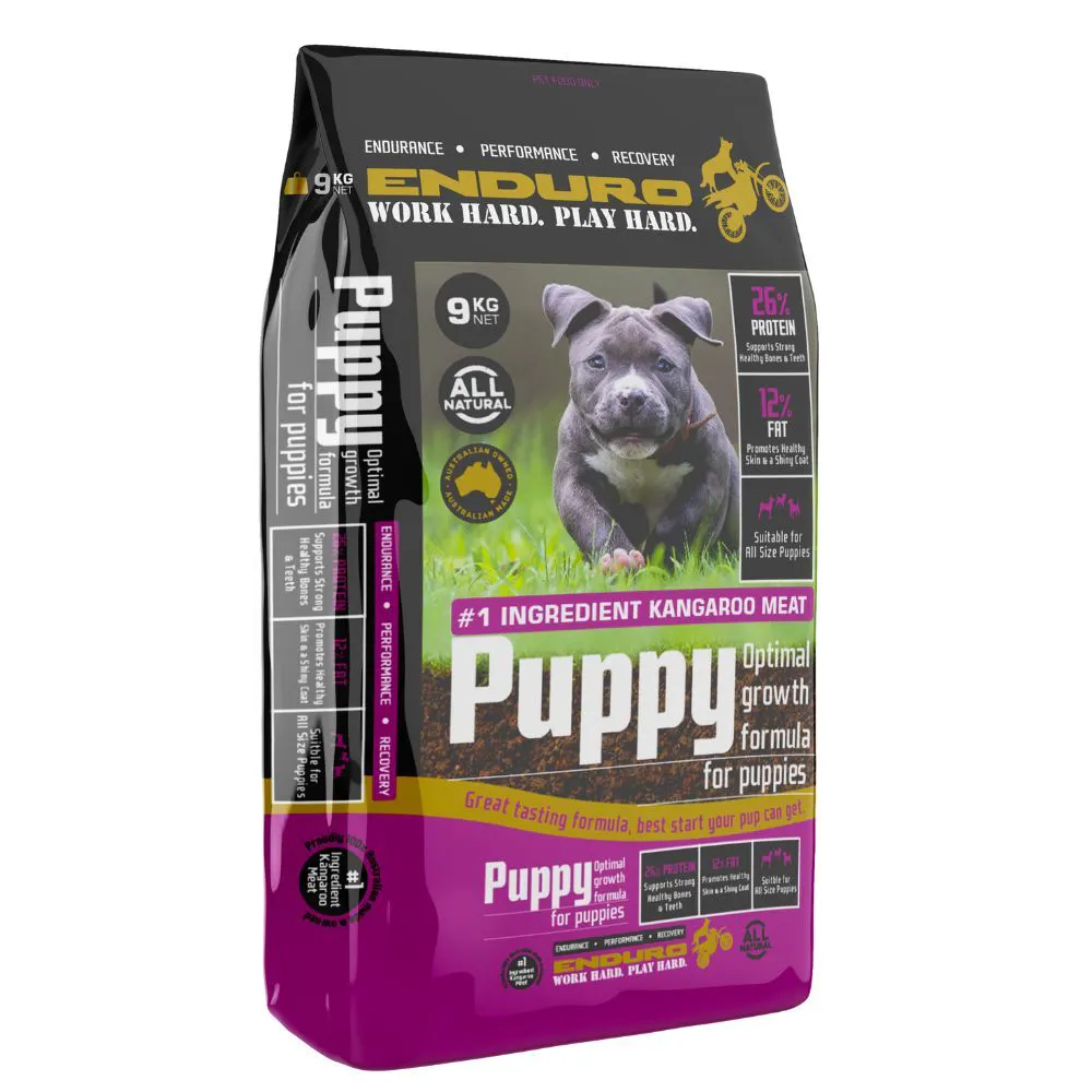 Enduro Puppy Complete Natural Pet Dry Dog Food Kangaroo Meat 9kg