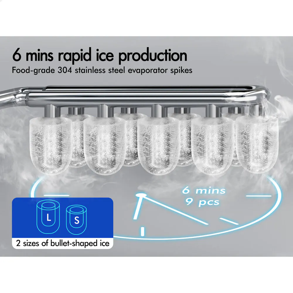 Alfordson Portable Ice Maker Machine Bar Countertop 12kg With Handle Black