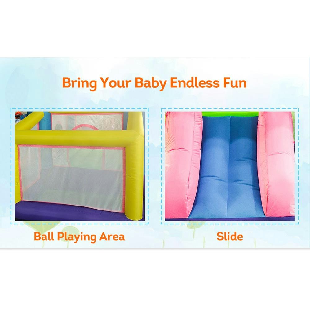 Donut Bouncy Inflatable Castle Kids Home Amusement Playground w/ Ball Playing Area Slide