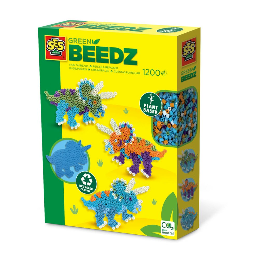 SES Creative Green Beedz - Iron On Beads Set Triceratops Dino
