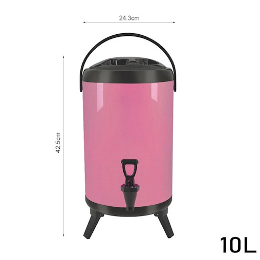 SOGA 8X 10L Stainless Steel Insulated Milk Tea Barrel Hot and Cold Beverage Dispenser Container with Faucet Pink SOGA 8X 10L Stainless Steel Insulated Milk Tea Barrel Hot and Cold Beverage Dispenser Container with Faucet Pink