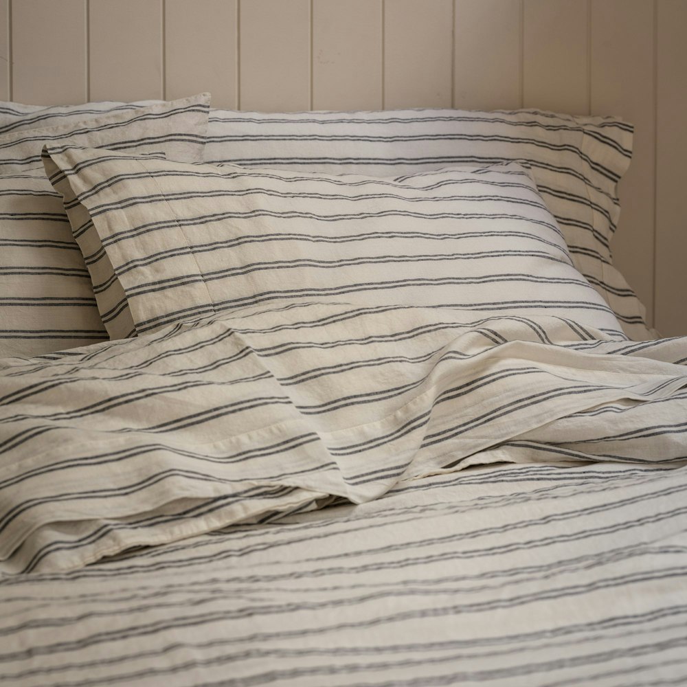 Piglet in Bed Ivory Kemptown Stripe Linen Blend Pillowcases (pair)