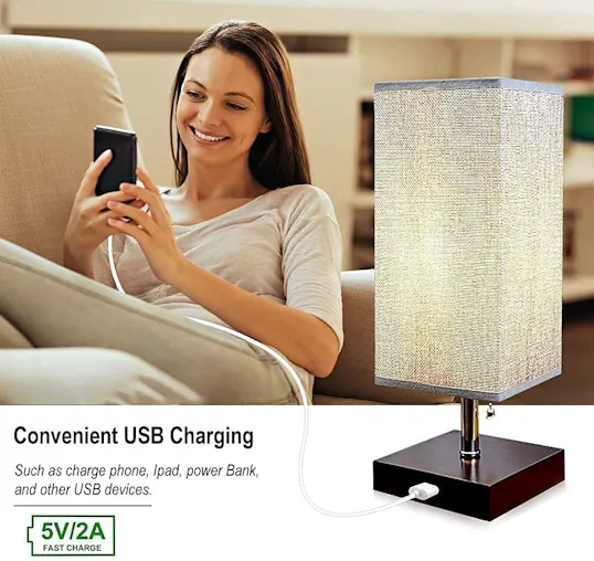 Buy Bedside Table Lamp USB, Desk Lamp Bedroom, Living Room, Dorm