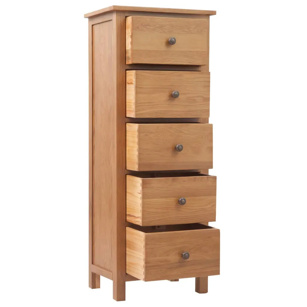 Tall Chest of Drawers 45x32x110 cm Solid Oak Wood 329924