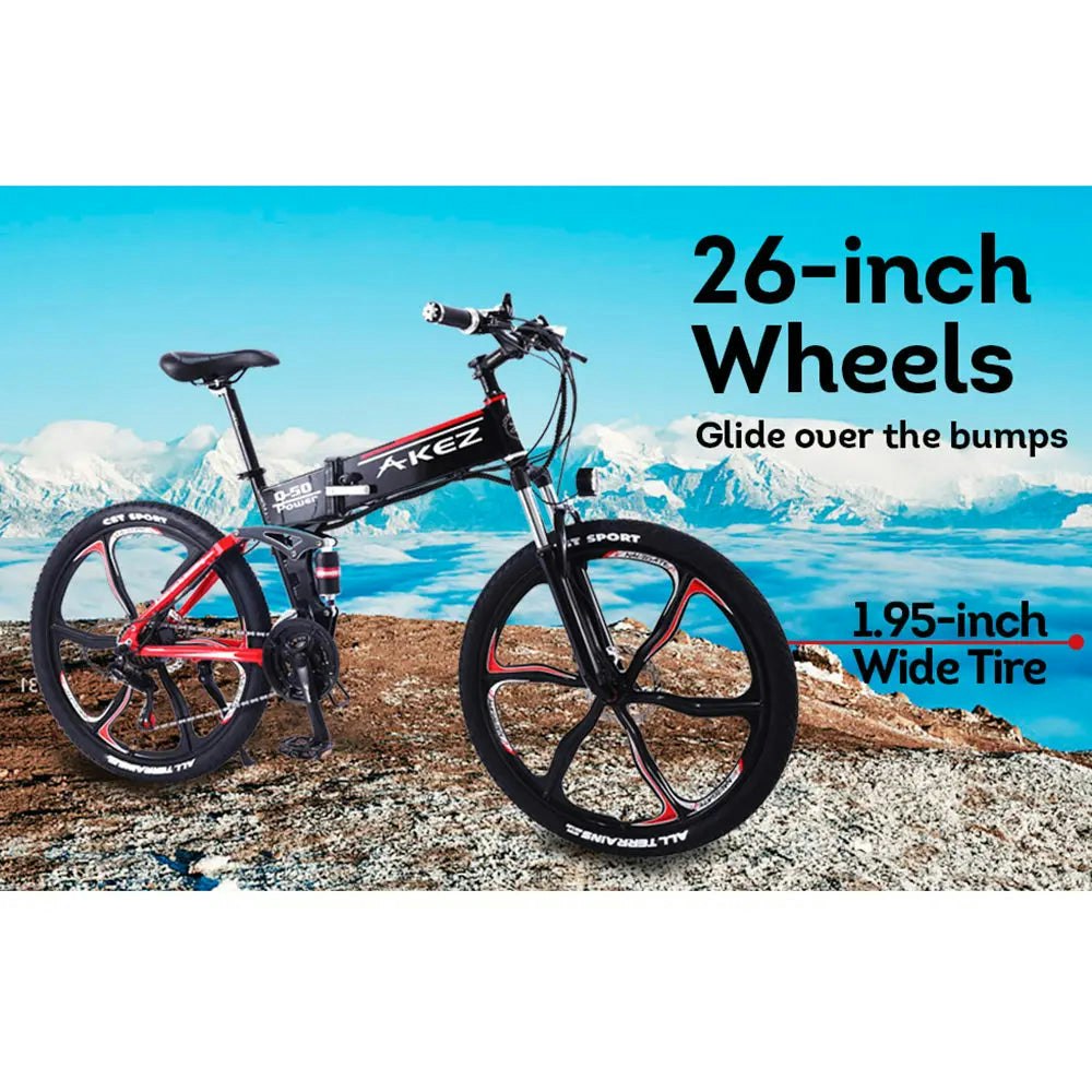 AKEZ 250W 36V BMNZ Electric Folding Bike Mountain Bicycle 26 inch w/ Battery