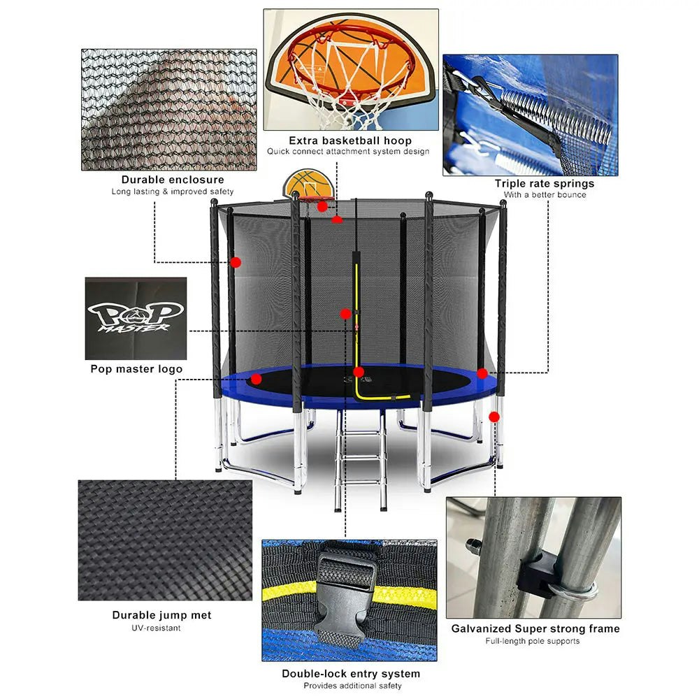 Pop Master Flat Trampoline 5 Year Warranty Only For Frame With Free Bonus