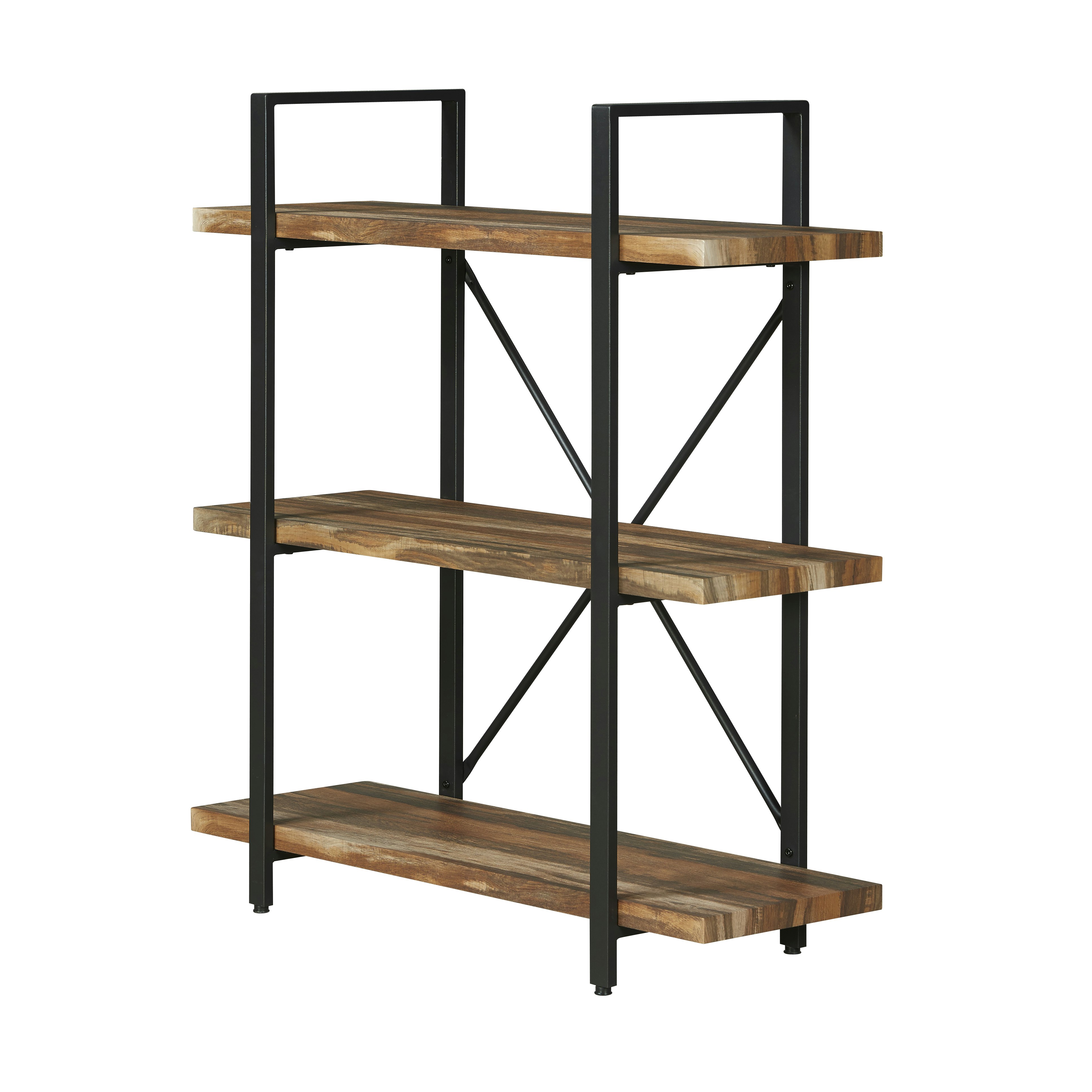 IHOMDEC 3 Tier Industrial Vintage Wood and Metal Bookcase