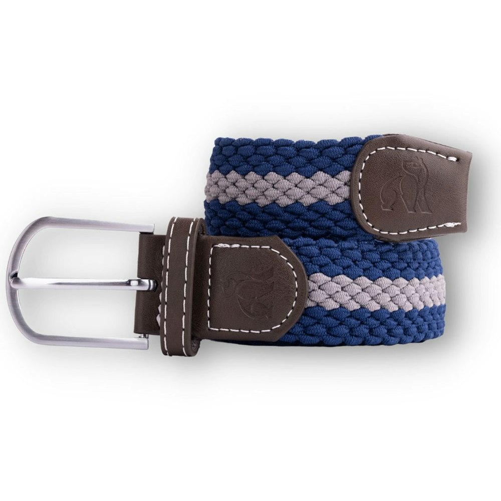 Swole Panda Woven Belt - Blue / Grey Stripe