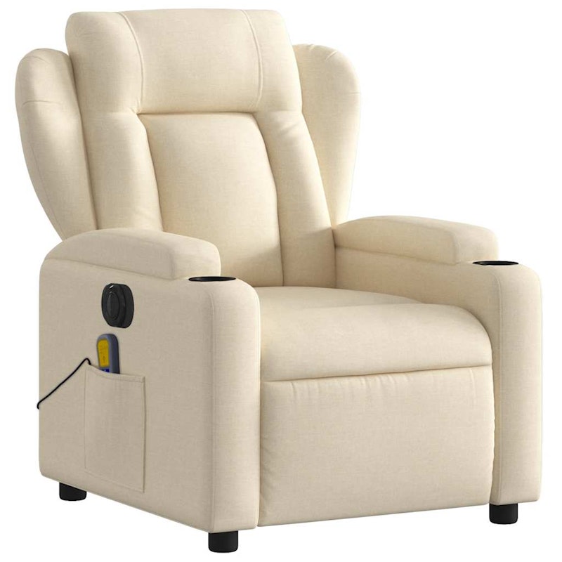 vidaXL Electric Massage Recliner Chair Cream Fabric image number null