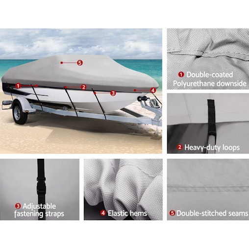 Seamanship Premium 14- 16 ft Boat Cover Trailerable Marine Grade Waterproof 600D