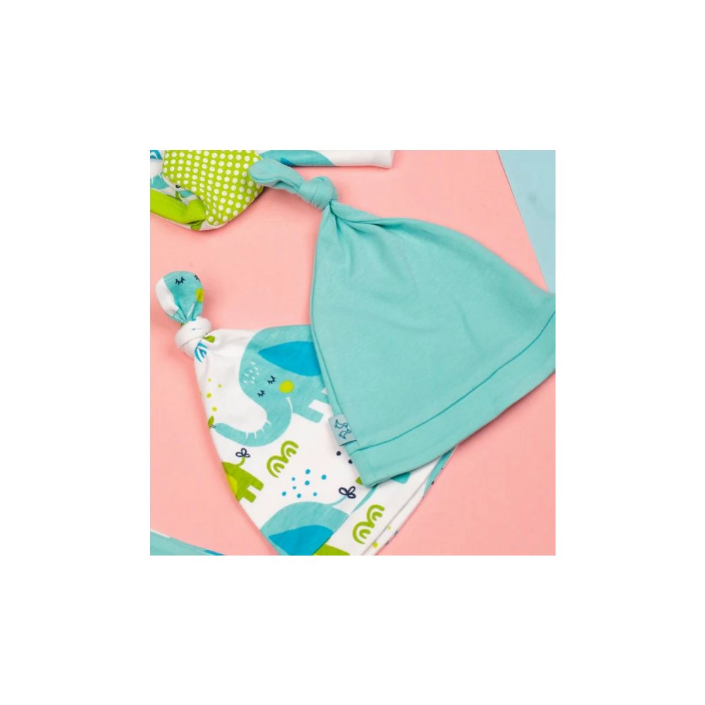 Luca and Rosa Little Elephant Print Boys Set Of 2 Baby Hats