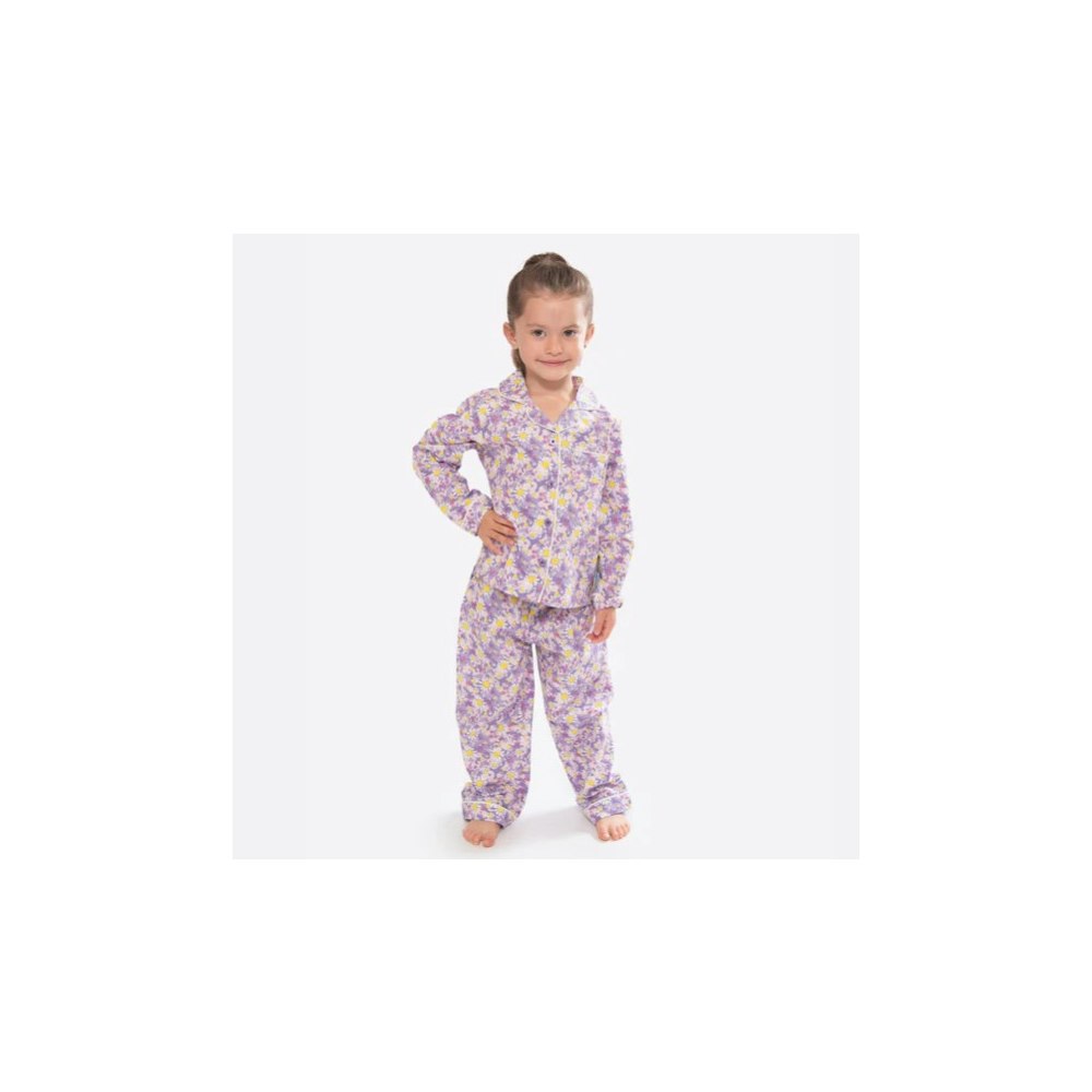 Luca and Rosa Dizzy Daisy Print Girls Button Pyjamas