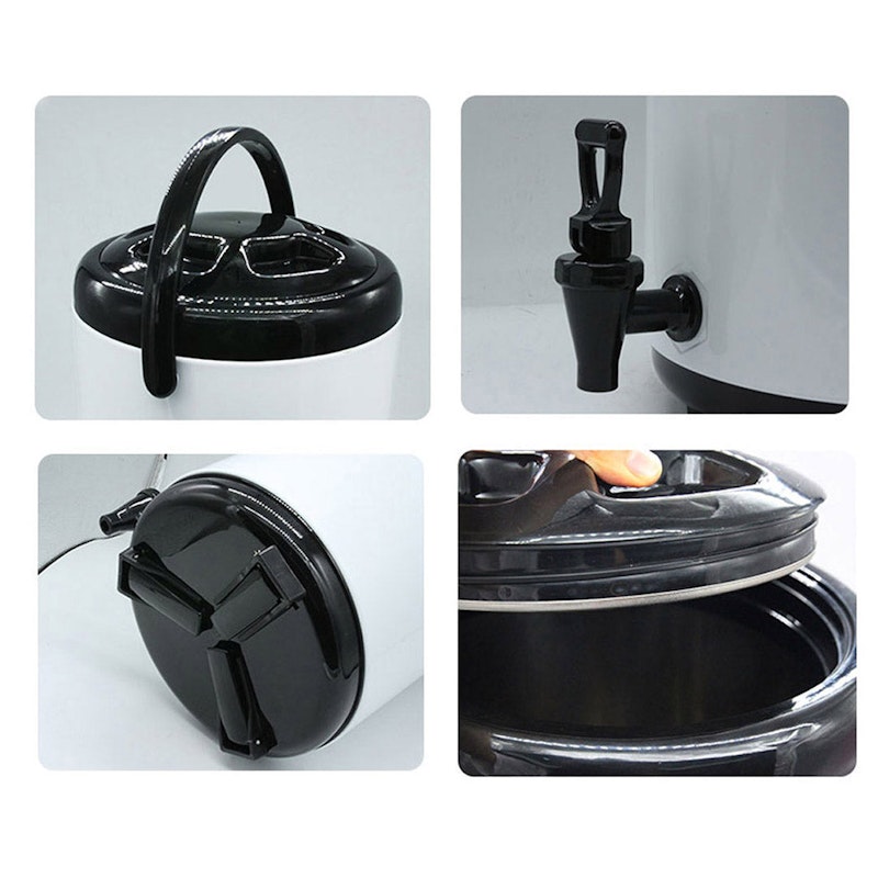 SOGA 2X 8L Stainless Steel Insulated Milk Tea Barrel Hot and Cold Beverage Dispenser Container with Faucet White image number null