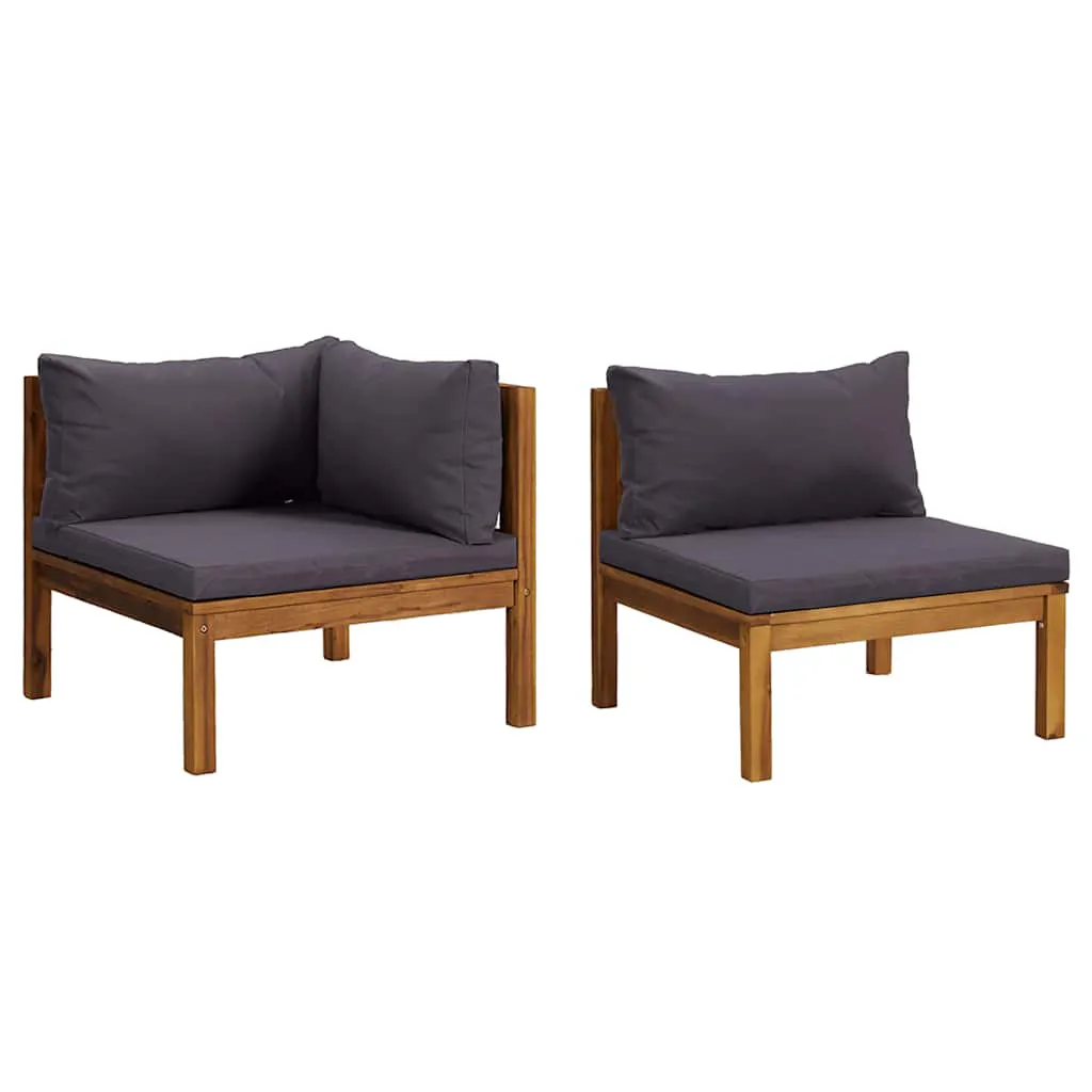 2 Piece Sofa Set with Dark Grey Cushions Solid Acacia Wood 316282 2 Piece Sofa Set with Dark Grey Cushions Solid Acacia Wood 316282