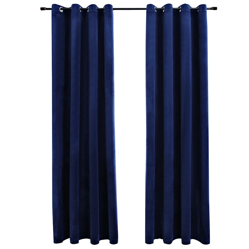 NNEVL Blackout Curtains with Rings 2 pcs Velvet Dark Blue 140x245 cm image number null