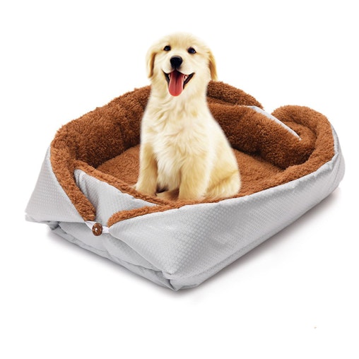 SOGA Silver Dual-purpose Cushion Nest Cat Dog Bed Warm Plush Kennel Mat Pet Home Travel Essentials image number null