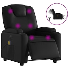vidaXL Electric Massage Recliner Chair Black Faux Leather vidaXL Electric Massage Recliner Chair Black Faux Leather