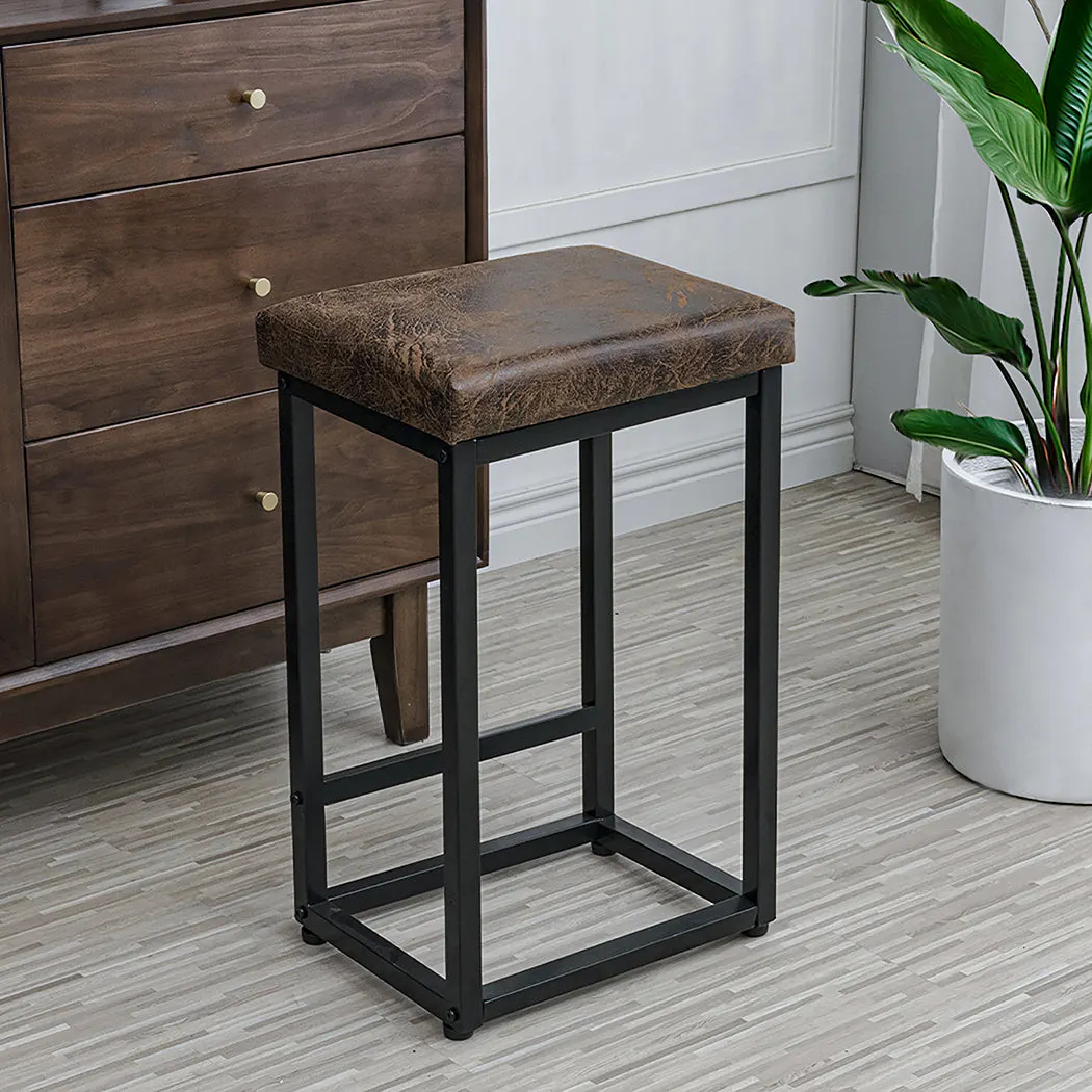 Levede 2X Bar Stools PU Leather Metal Kitchen Vintage Retro Counter Chairs