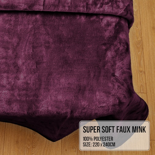 Laura Hill 600GSM Large Double-Sided Faux Mink Blanket - Purple Laura Hill 600GSM Large Double-Sided Faux Mink Blanket - Purple