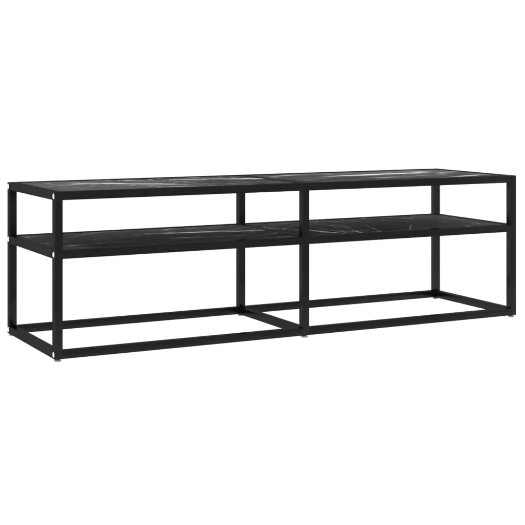 TV Cabinet Black Marble 140x40x40.5 cm Tempered Glass 331717 TV Cabinet Black Marble 140x40x40.5 cm Tempered Glass 331717