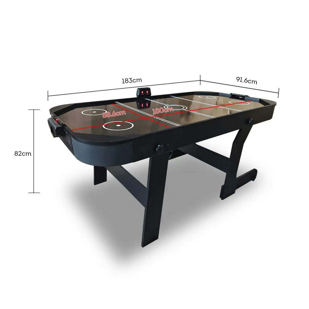 MACE 6FT Strong Foldable Air Hockey Table With Wheels - Black