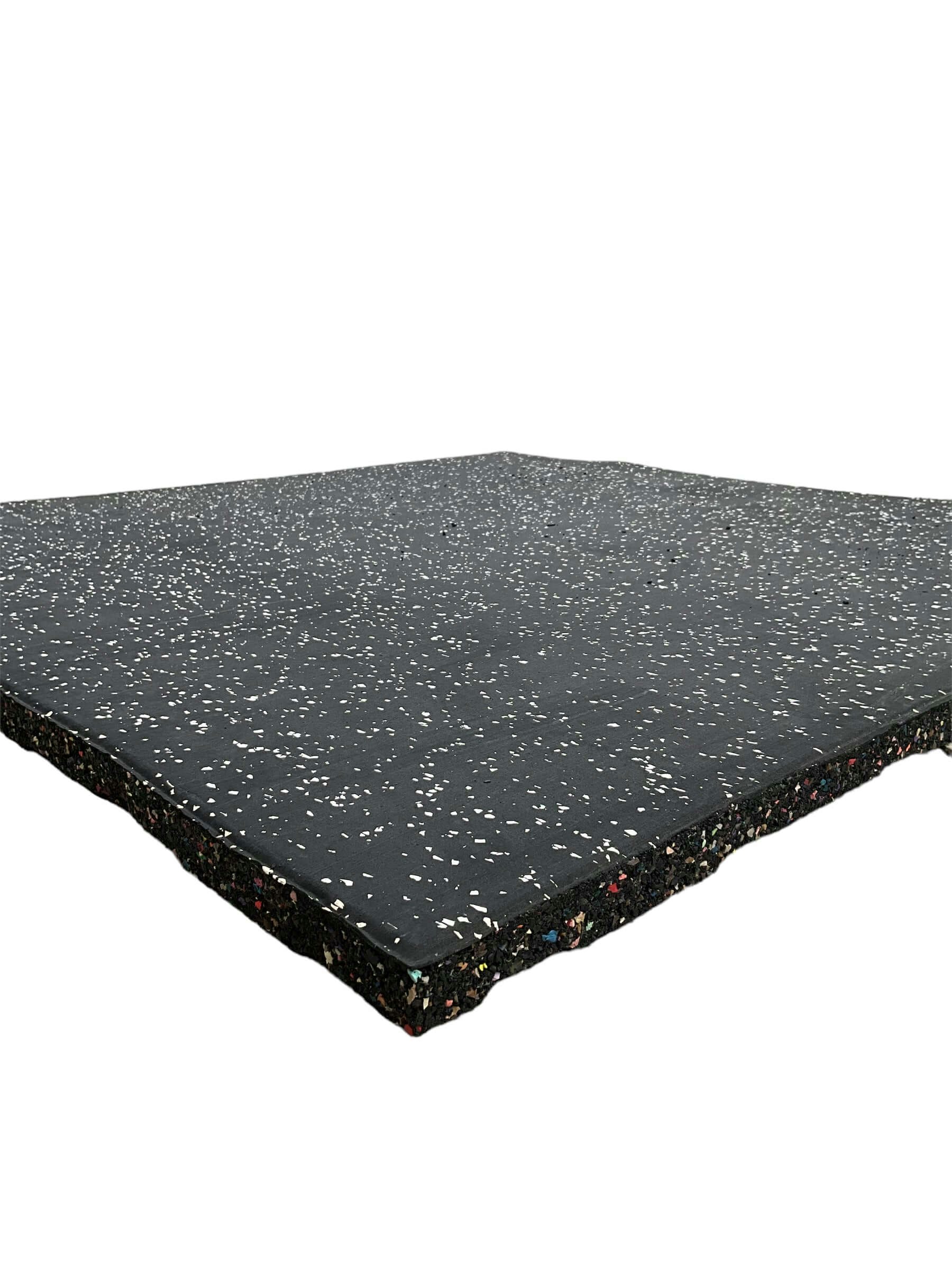 Pack of 100 - 30mm Rubber Gym Flooring Dual Density EPDM Rubber Dense Tile Mat 1m x 1m BLACK with WHITE