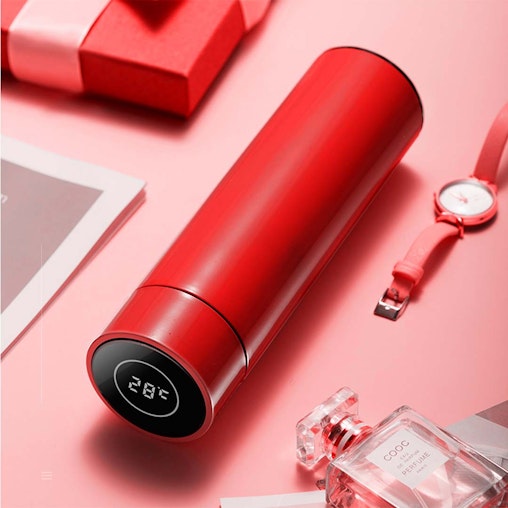 SOGA 2X 500ML Stainless Steel Smart LCD Thermometer Display Bottle Vacuum Flask Thermos Red SOGA 2X 500ML Stainless Steel Smart LCD Thermometer Display Bottle Vacuum Flask Thermos Red