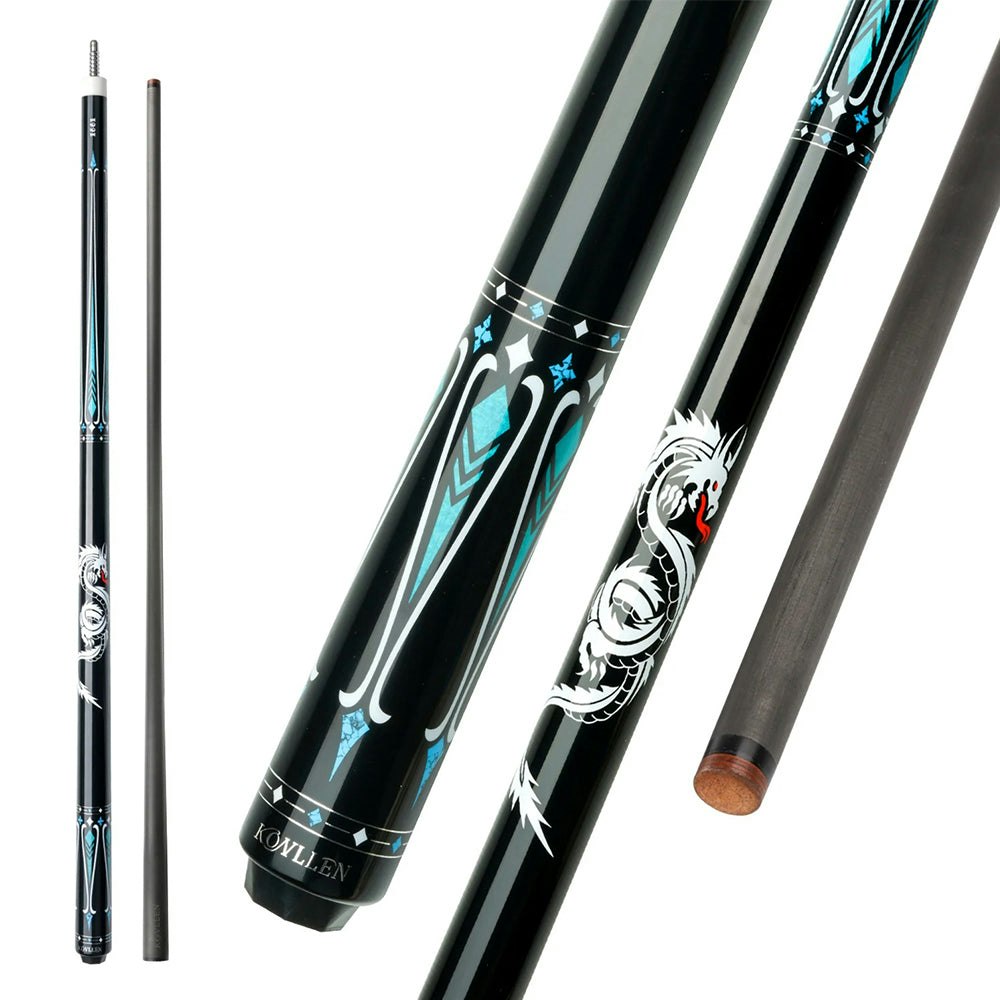 Konllen KL-10BF 147CM 2-Piece Pool Cue Maple Wood 18.5-20OZ Billiard Cue - Light Blue&Black