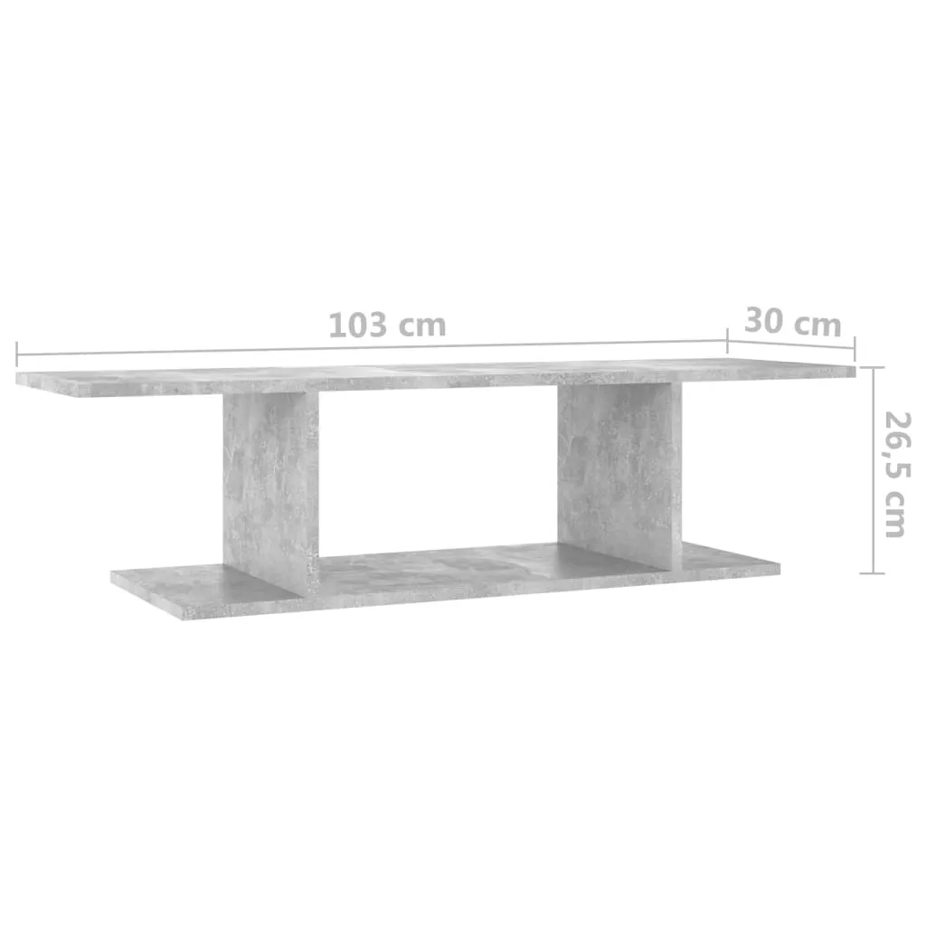 Wall Mounted TV Cabinet Concrete Grey 103x30x26.5 cm 806984