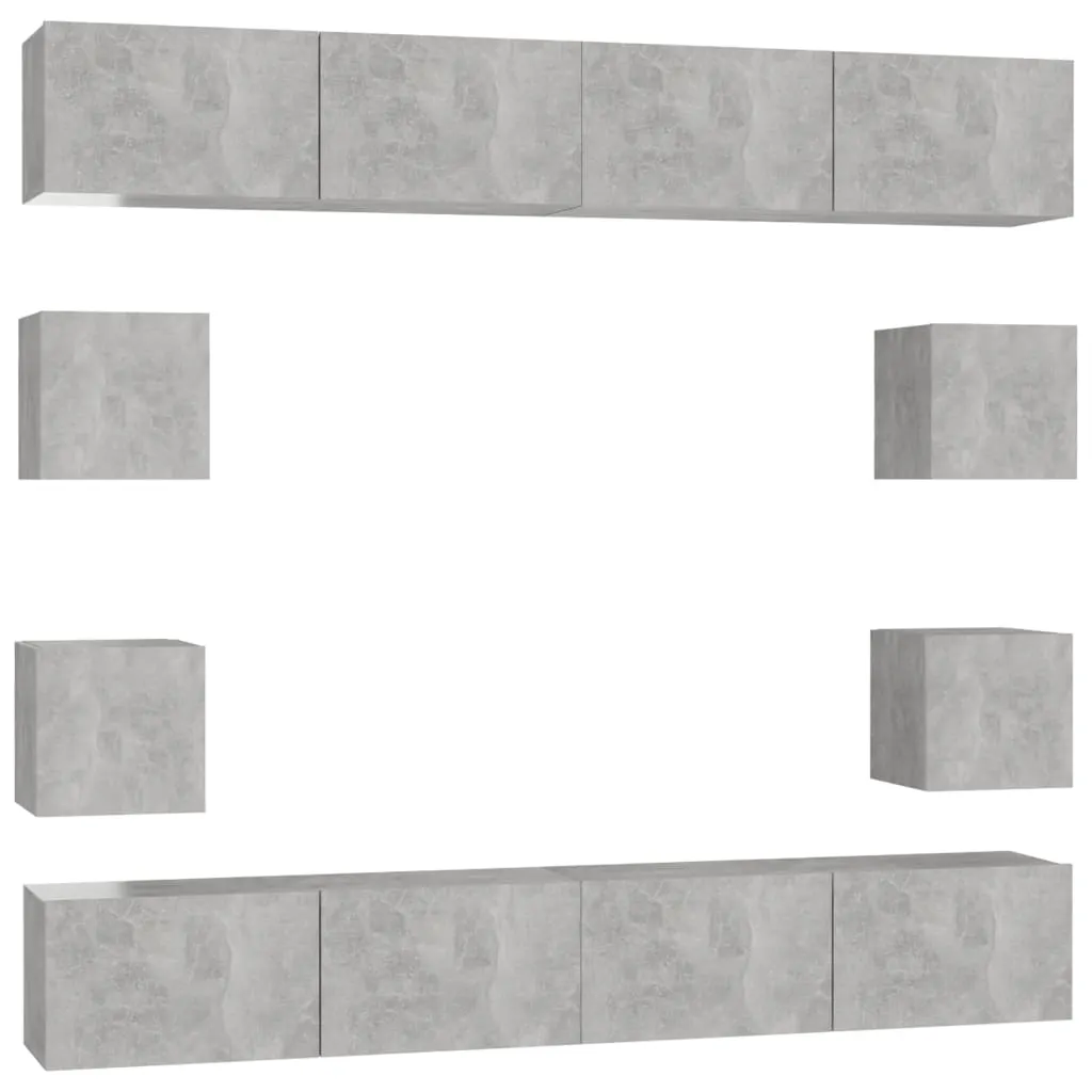 8 Piece TV Cabinet Set Concrete Grey Engineered Wood 3079069 8 Piece TV Cabinet Set Concrete Grey Engineered Wood 3079069