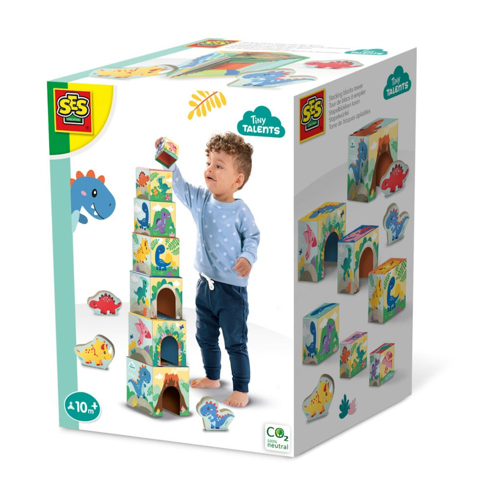 SES Creative Stacking Blocks Tower With Dino Figures