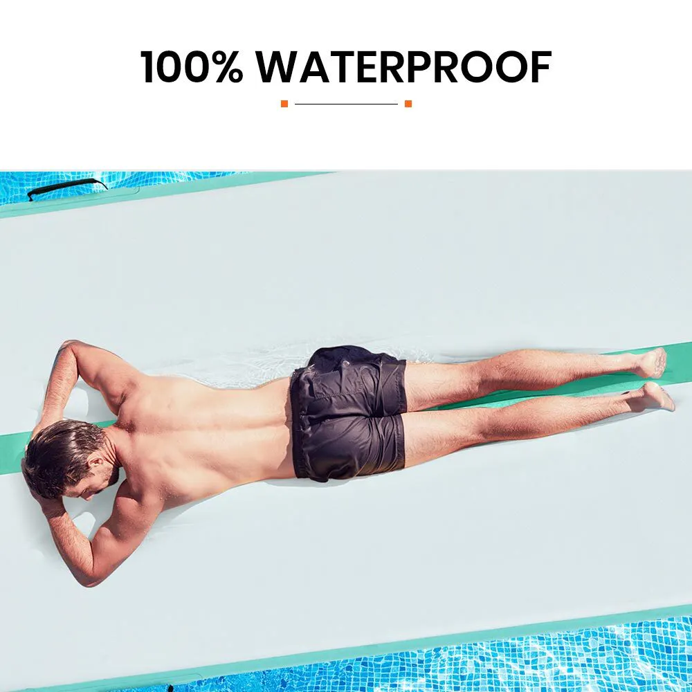 Proflex 600x200x20cm Inflatable Air Track Mat Tumbling Gymnastics, Mint Green & Grey (No Pump)