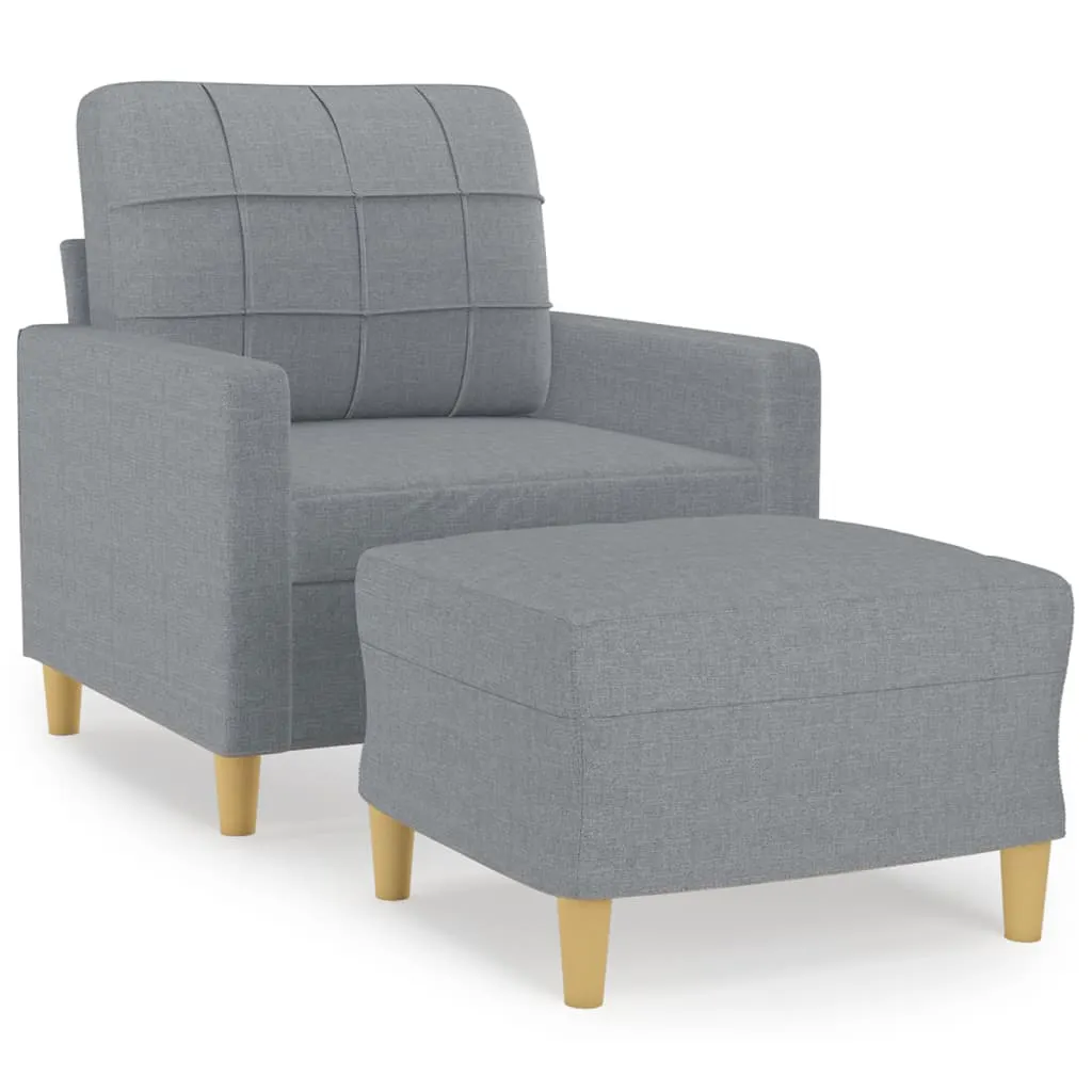 Sofa Chair with Footstool Light Grey 60 cm Fabric 3200993 Sofa Chair with Footstool Light Grey 60 cm Fabric 3200993