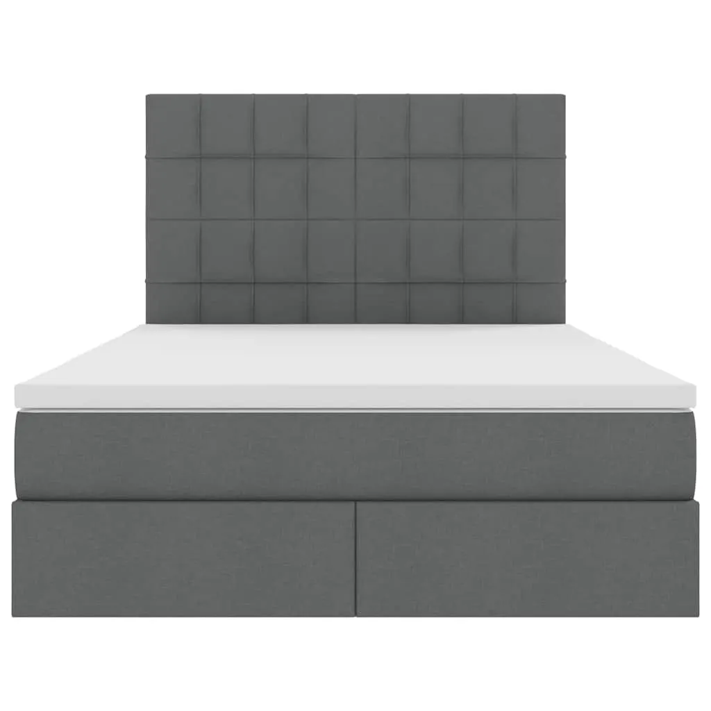 Storage Bed with Mattress Dark Grey 153 x 203 cm Faux Leather 3371809
