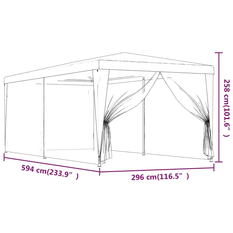 vidaXL Party Tent with 6 Mesh Sidewalls Anthracite 3x6 m HDPE image number null