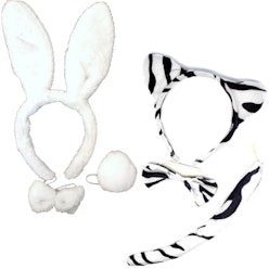 2pc Set Animal Headband w Bow Tail Rabbit + Zebra Ears Costume Halloween Party 2pc Set Animal Headband w Bow Tail Rabbit + Zebra Ears Costume Halloween Party