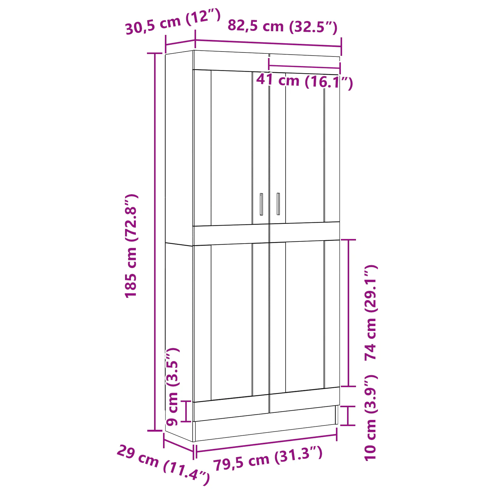 Book Cabinet Black oak 82.5 x 30.5 x 185 cm Engineered wood 3394793