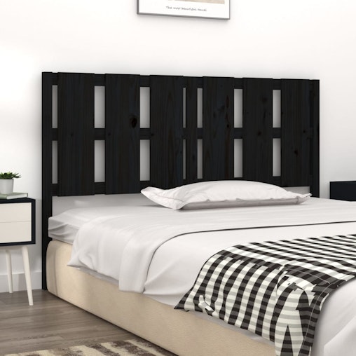 NNEVL Bed Headboard Black 155.5x4x100 cm Solid Wood Pine NNEVL Bed Headboard Black 155.5x4x100 cm Solid Wood Pine