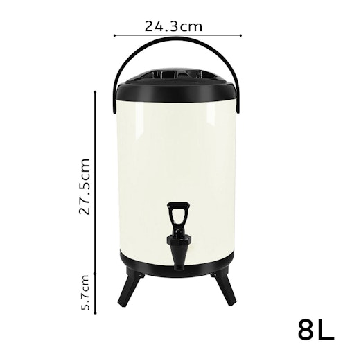 SOGA 8L Stainless Steel Insulated Milk Tea Barrel Hot and Cold Beverage Dispenser Container with Faucet White SOGA 8L Stainless Steel Insulated Milk Tea Barrel Hot and Cold Beverage Dispenser Container with Faucet White