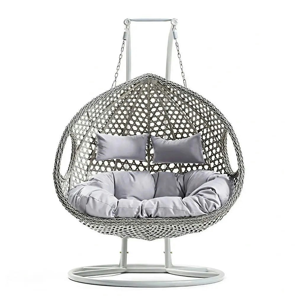 Mason Taylor 483 200kg Weight Capacity PE Rattan Double Swing Chair Water Drop Shape Chair outdoor furniture hanging chair